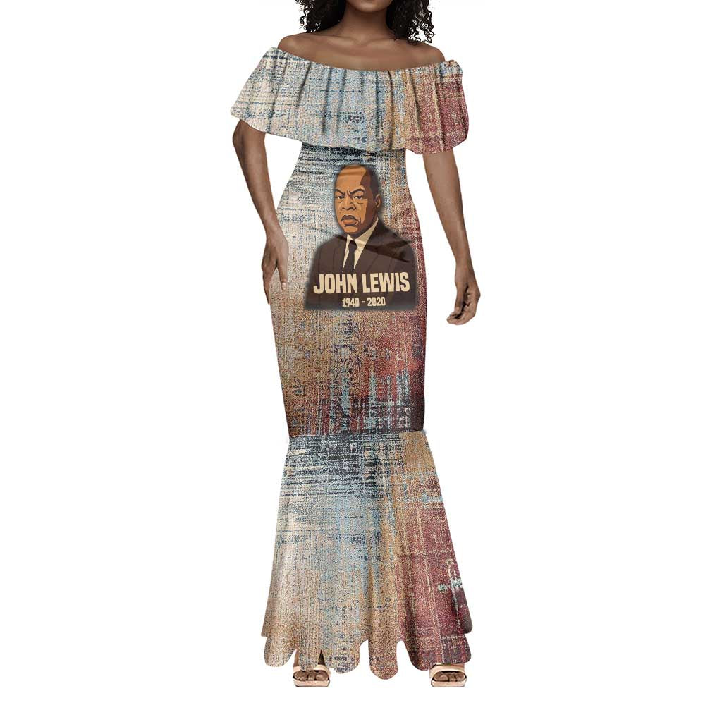 John Lewis Mermaid Dress with Freedom Quote Graphic Civil Rights and Legacy Tribute - African Pride