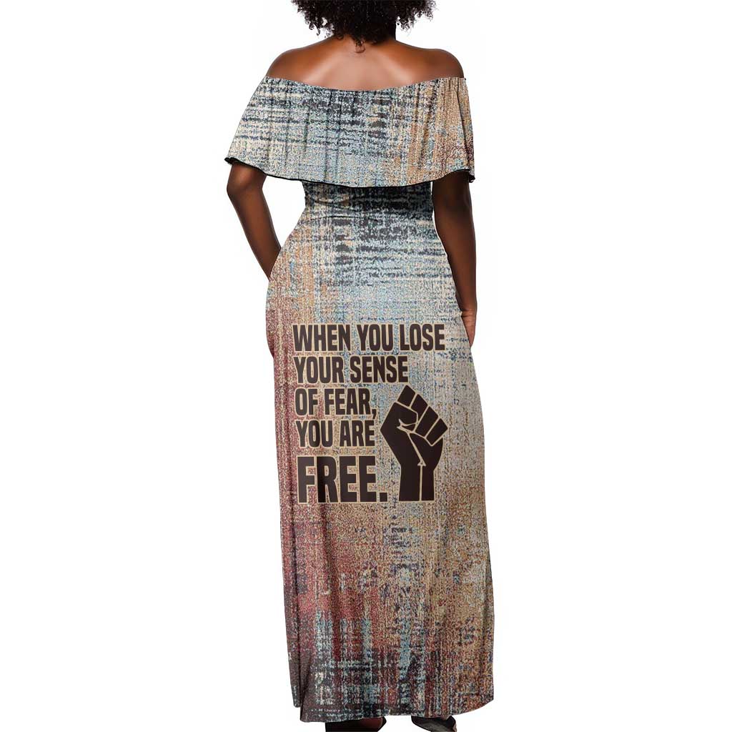 John Lewis Off Shoulder Maxi Dress with Freedom Quote Graphic Civil Rights and Legacy Tribute - African Pride
