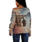 John Lewis Off Shoulder Sweater with Freedom Quote Graphic Civil Rights and Legacy Tribute - African Pride