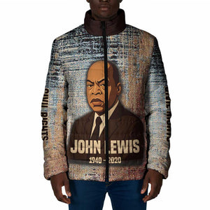 John Lewis Padded Jacket with Freedom Quote Graphic Civil Rights and Legacy Tribute - African Pride