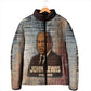 John Lewis Padded Jacket with Freedom Quote Graphic Civil Rights and Legacy Tribute - African Pride