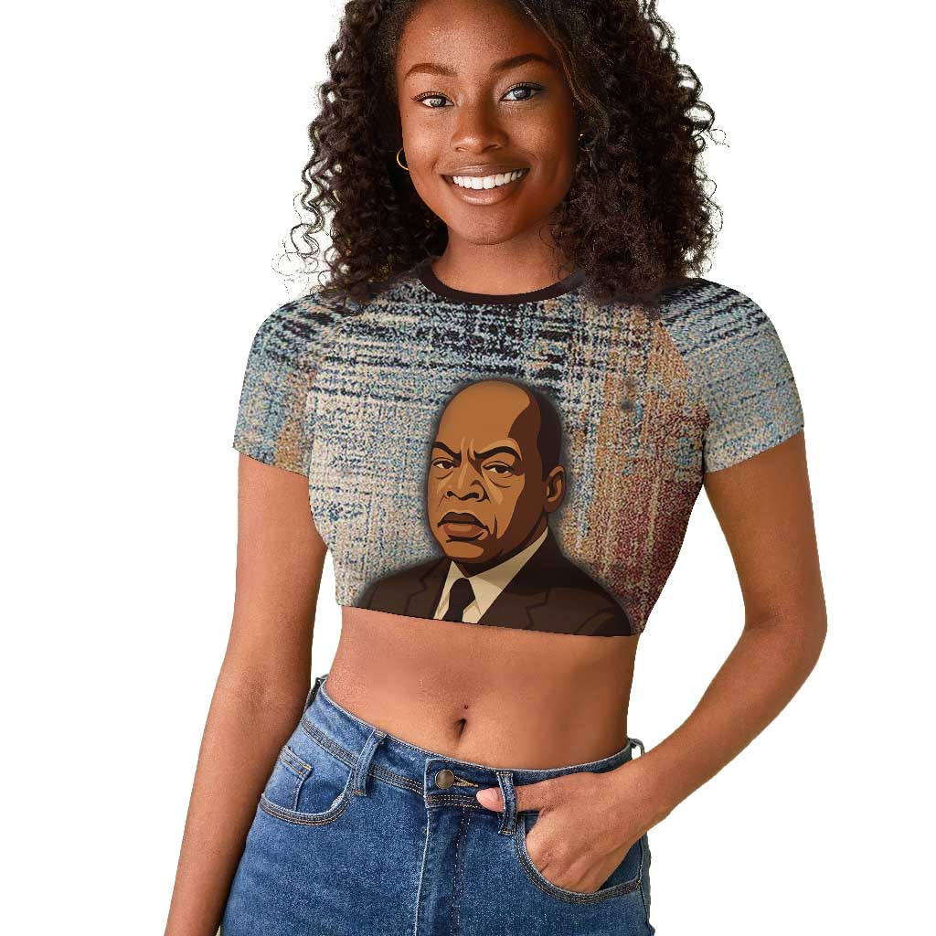 John Lewis Raglan Cropped T shirt with Freedom Quote Graphic Civil Rights and Legacy Tribute - African Pride