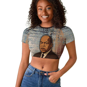 John Lewis Raglan Cropped T shirt with Freedom Quote Graphic Civil Rights and Legacy Tribute - African Pride