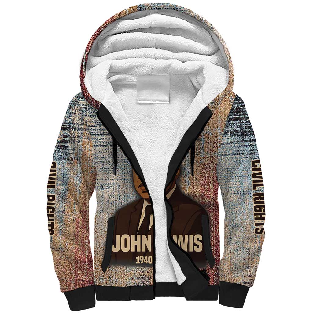 John Lewis Sherpa Hoodie with Freedom Quote Graphic Civil Rights and Legacy Tribute - African Pride