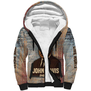 John Lewis Sherpa Hoodie with Freedom Quote Graphic Civil Rights and Legacy Tribute - African Pride
