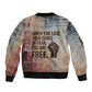 John Lewis Sleeve Zip Bomber Jacket with Freedom Quote Graphic Civil Rights and Legacy Tribute - African Pride