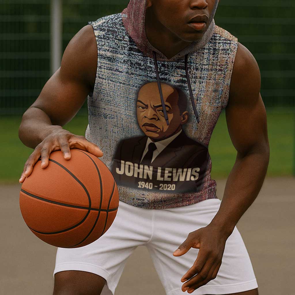 John Lewis Sleeveless Hoodie with Freedom Quote Graphic Civil Rights and Legacy Tribute - African Pride