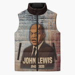 John Lewis Sleeveless Puffer Jacket with Freedom Quote Graphic Civil Rights and Legacy Tribute - African Pride