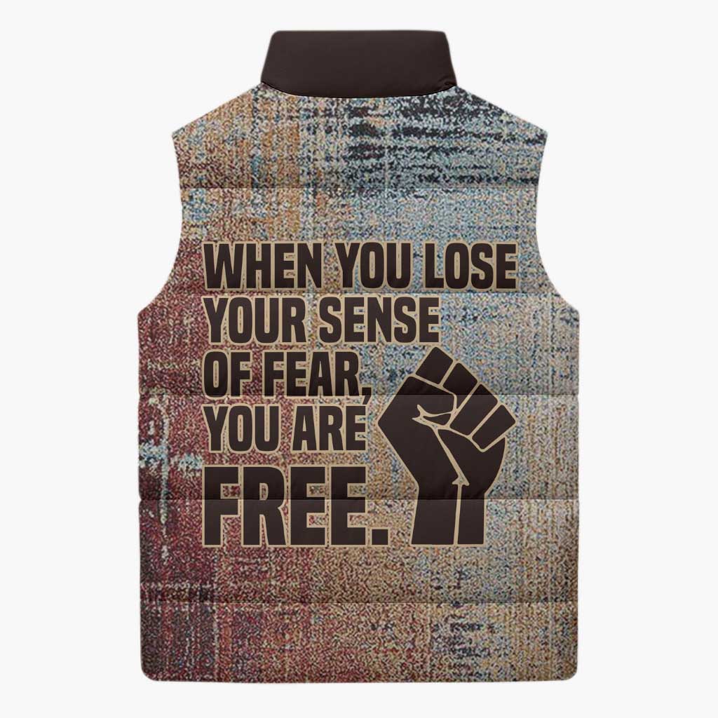 John Lewis Sleeveless Puffer Jacket with Freedom Quote Graphic Civil Rights and Legacy Tribute - African Pride