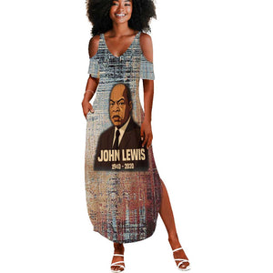John Lewis Summer Maxi Dress with Freedom Quote Graphic Civil Rights and Legacy Tribute - African Pride