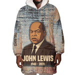 John Lewis Wearable Blanket Hoodie with Freedom Quote Graphic Civil Rights and Legacy Tribute - African Pride