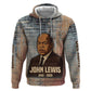 John Lewis Zip Hoodie with Freedom Quote Graphic Civil Rights and Legacy Tribute - African Pride