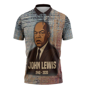 John Lewis Zipper Polo Shirt with Freedom Quote Graphic Civil Rights and Legacy Tribute - African Pride