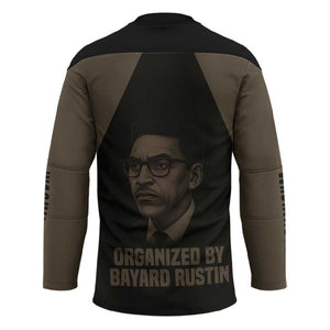 Bayard Rustin Hockey Jersey with March on Washington Design Civil Rights Organizer Tribute - African Pride