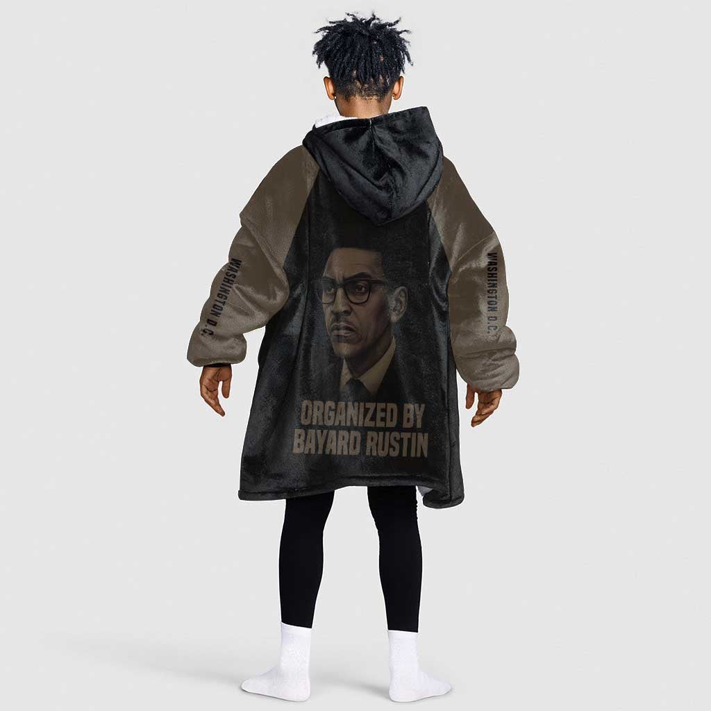 Bayard Rustin Kid Wearable Blanket Hoodie with March on Washington Design Civil Rights Organizer Tribute - African Pride