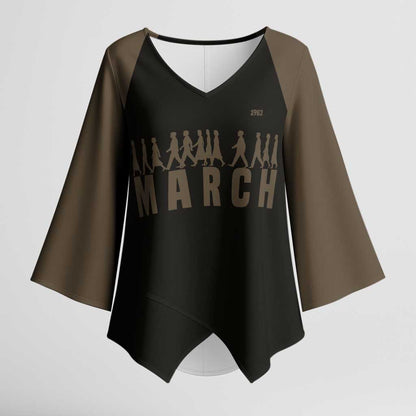 Bayard Rustin Kimono Sleeve Blouse with March on Washington Design Civil Rights Organizer Tribute - African Pride