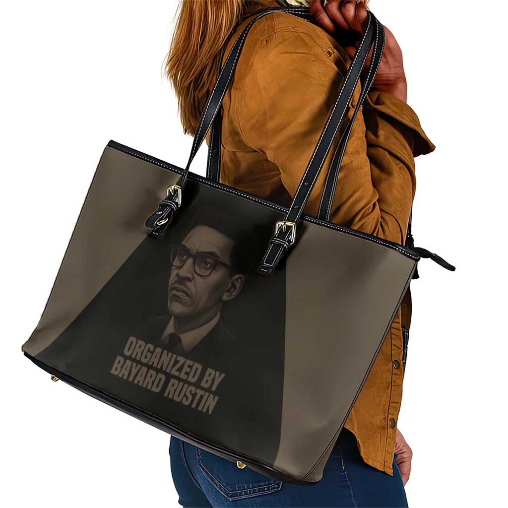 Bayard Rustin Leather Tote Bag with March on Washington Design Civil Rights Organizer Tribute - African Pride