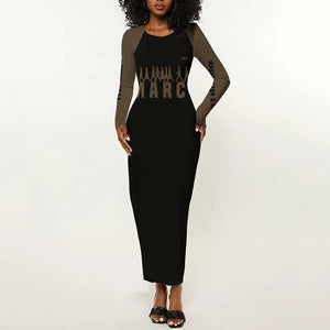 Bayard Rustin Long Sleeve Bodycon Dress with March on Washington Design Civil Rights Organizer Tribute - African Pride
