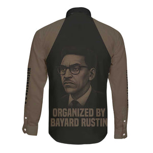 Bayard Rustin Long Sleeve Button Shirt with March on Washington Design Civil Rights Organizer Tribute - African Pride