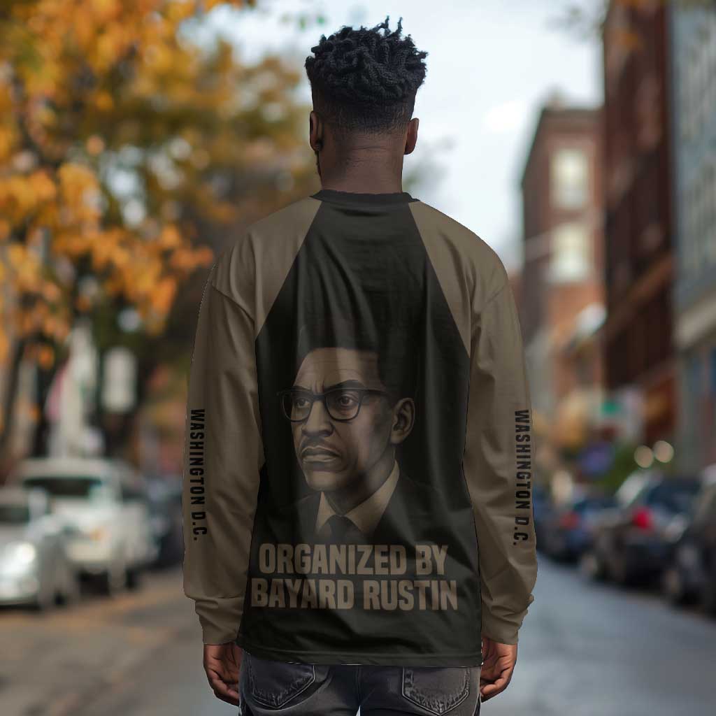 Bayard Rustin Long Sleeve Shirt with March on Washington Design Civil Rights Organizer Tribute - African Pride
