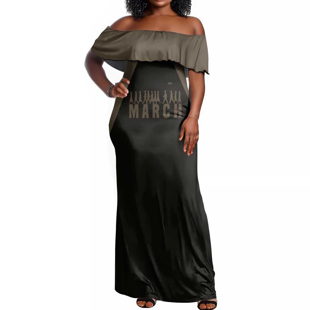 Bayard Rustin Off Shoulder Maxi Dress with March on Washington Design Civil Rights Organizer Tribute - African Pride