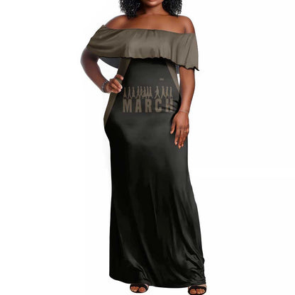 Bayard Rustin Off Shoulder Maxi Dress with March on Washington Design Civil Rights Organizer Tribute - African Pride