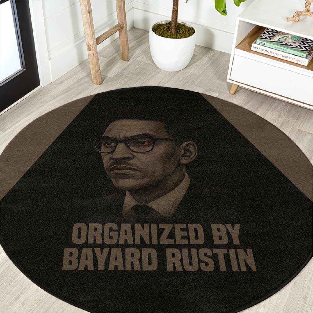 Bayard Rustin Round Carpet with March on Washington Design Civil Rights Organizer Tribute - African Pride