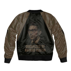Bayard Rustin Sleeve Zip Bomber Jacket with March on Washington Design Civil Rights Organizer Tribute - African Pride