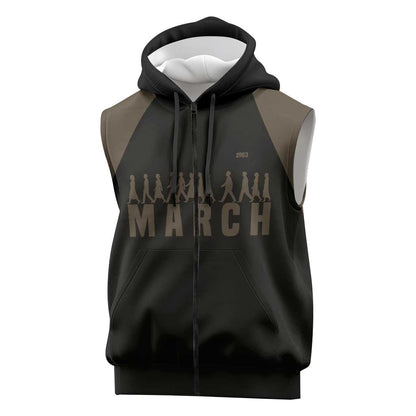 Bayard Rustin Sleeveless Zip Hoodie with March on Washington Design Civil Rights Organizer Tribute - African Pride