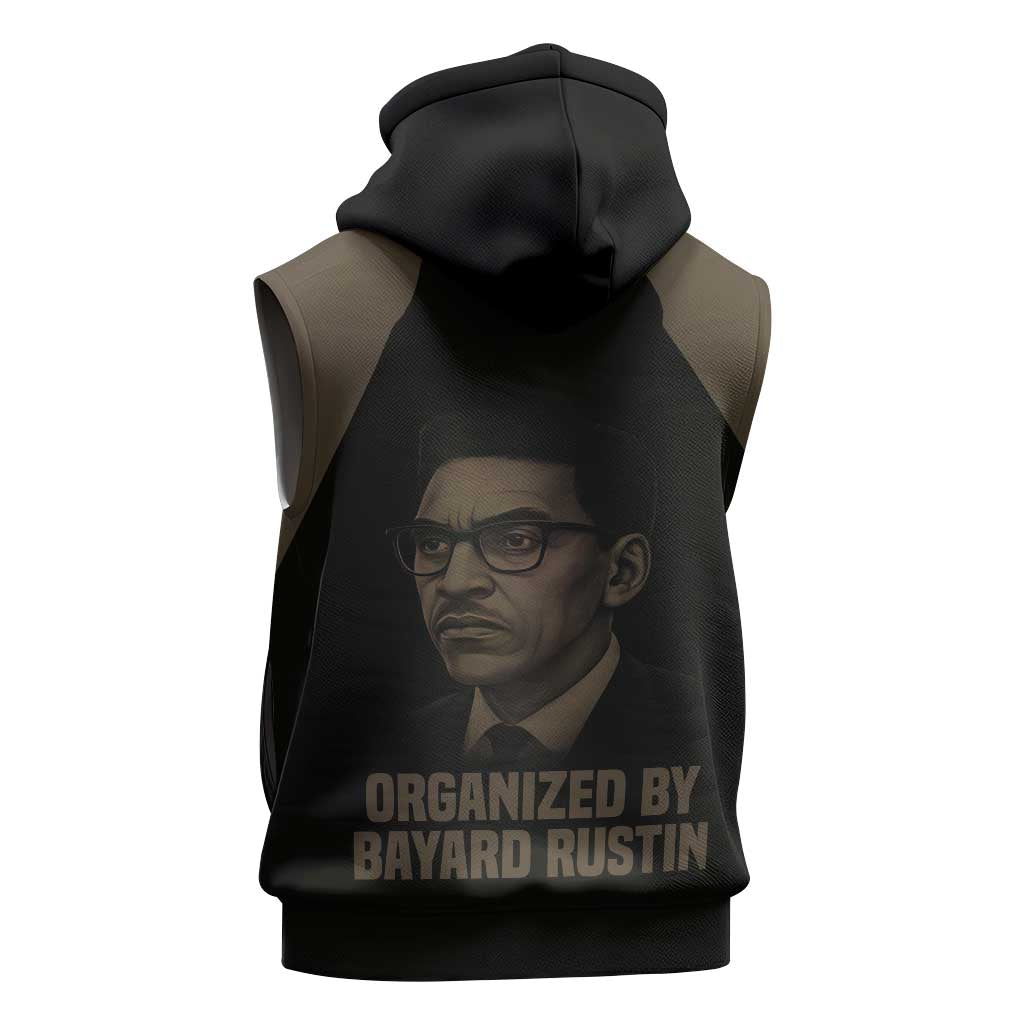 Bayard Rustin Sleeveless Zip Hoodie with March on Washington Design Civil Rights Organizer Tribute - African Pride