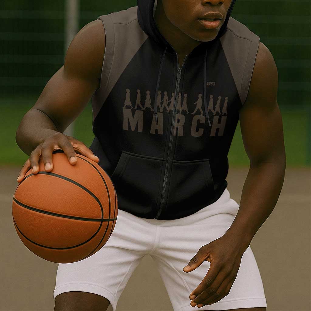 Bayard Rustin Sleeveless Zip Hoodie with March on Washington Design Civil Rights Organizer Tribute - African Pride
