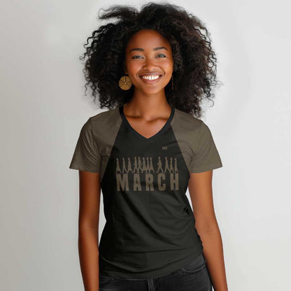 Bayard Rustin Women V-Neck T-Shirt with March on Washington Design Civil Rights Organizer Tribute - African Pride