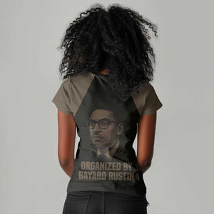 Bayard Rustin Women V-Neck T-Shirt with March on Washington Design Civil Rights Organizer Tribute - African Pride