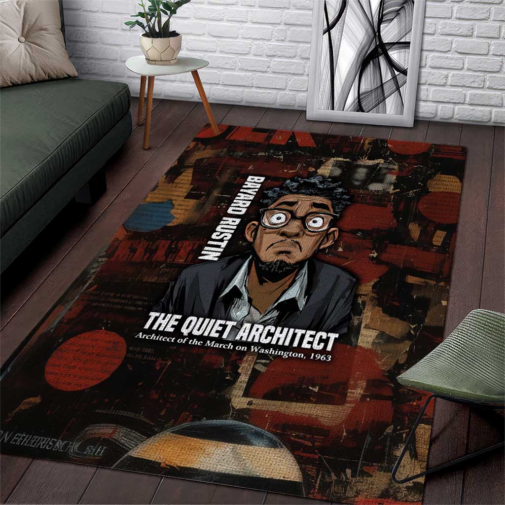 Bayard Rustin Area Rug with Quiet Architect Design Strategy and Courage Civil Rights Tribute - African Pride