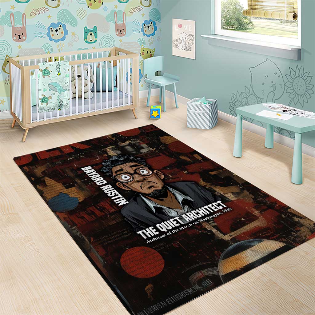 Bayard Rustin Area Rug with Quiet Architect Design Strategy and Courage Civil Rights Tribute - African Pride