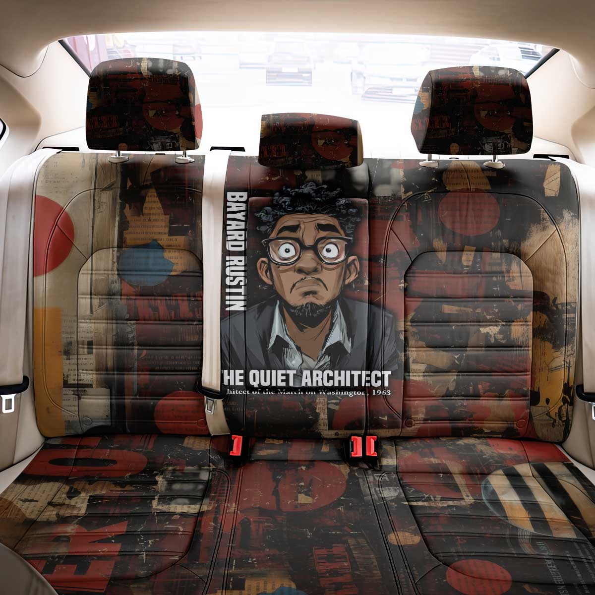 Bayard Rustin Back Car Seat Cover with Quiet Architect Design Strategy and Courage Civil Rights Tribute - African Pride