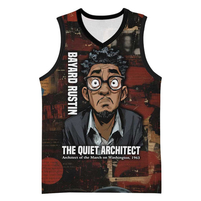 Bayard Rustin Basketball Jersey with Quiet Architect Design Strategy and Courage Civil Rights Tribute - African Pride