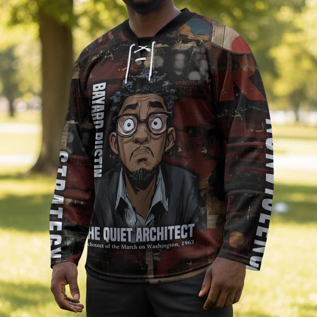 Bayard Rustin Hockey Jersey with Quiet Architect Design Strategy and Courage Civil Rights Tribute - African Pride