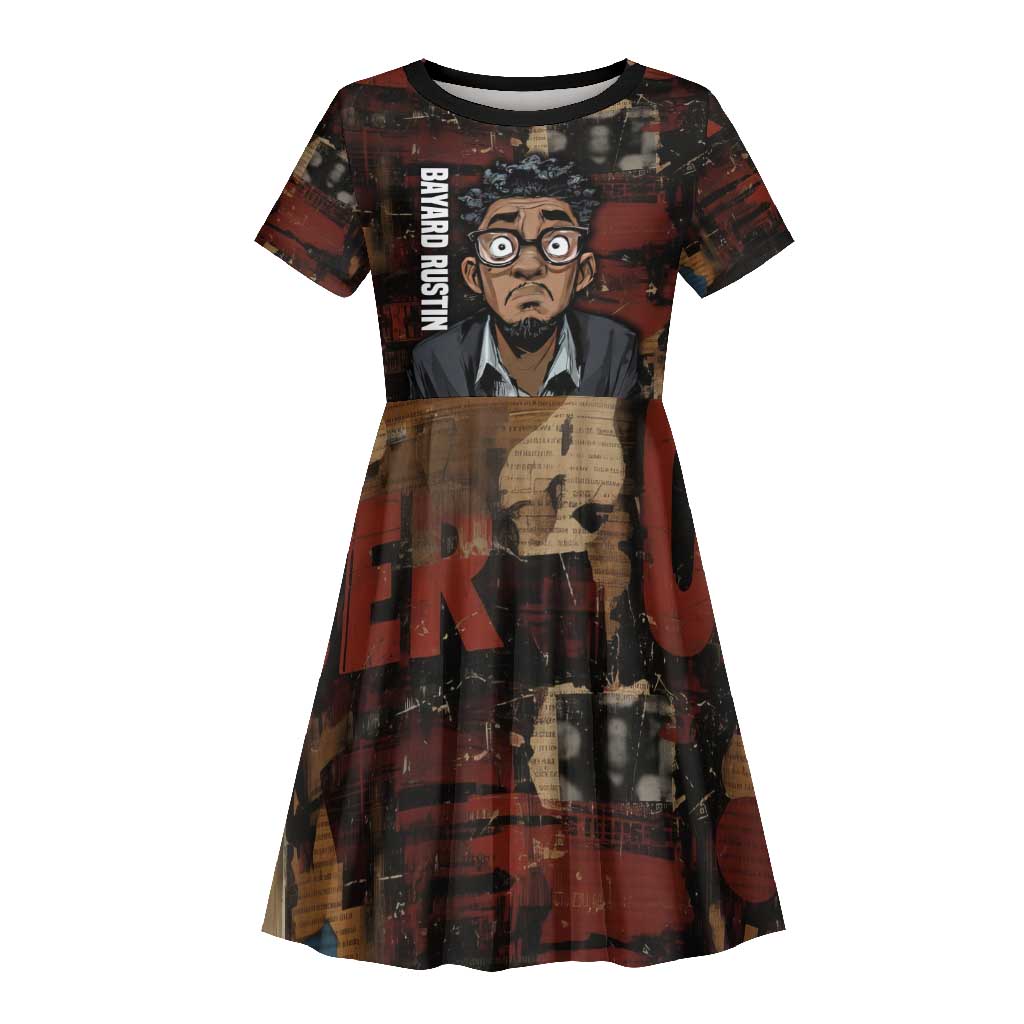 Bayard Rustin Kid Short Sleeve Dress with Quiet Architect Design Strategy and Courage Civil Rights Tribute - African Pride