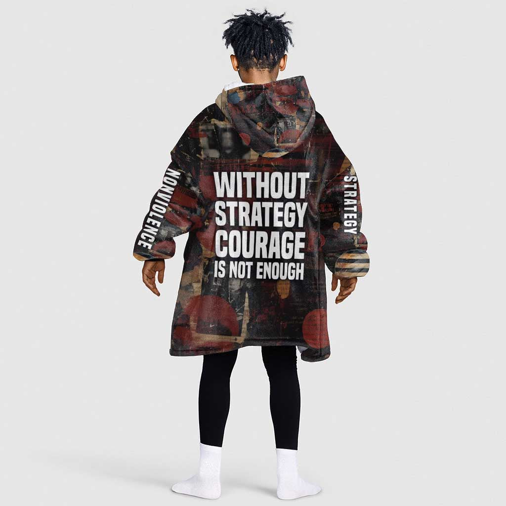Bayard Rustin Kid Wearable Blanket Hoodie with Quiet Architect Design Strategy and Courage Civil Rights Tribute - African Pride
