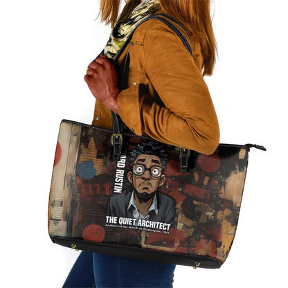 Bayard Rustin Leather Tote Bag with Quiet Architect Design Strategy and Courage Civil Rights Tribute - African Pride