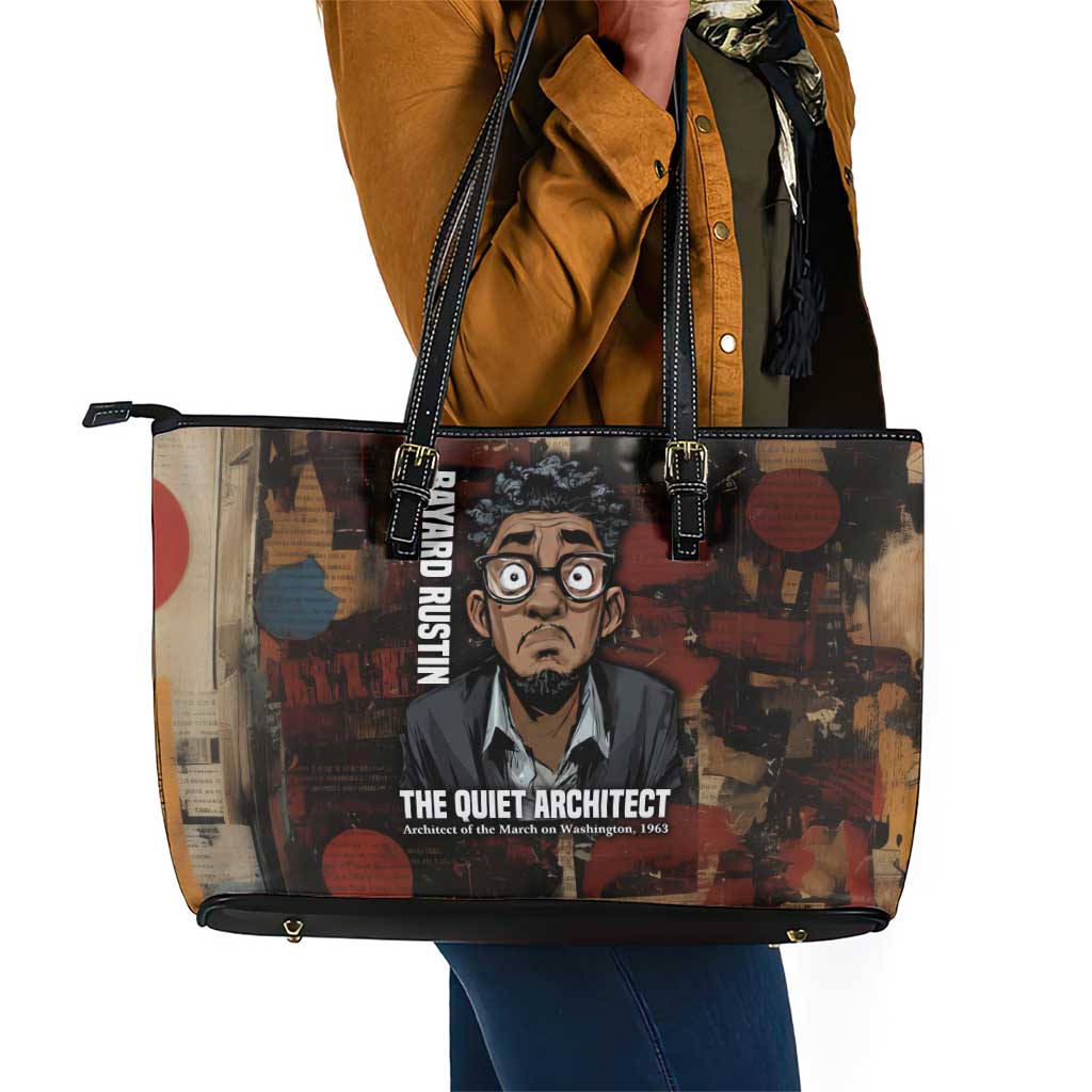 Bayard Rustin Leather Tote Bag with Quiet Architect Design Strategy and Courage Civil Rights Tribute - African Pride