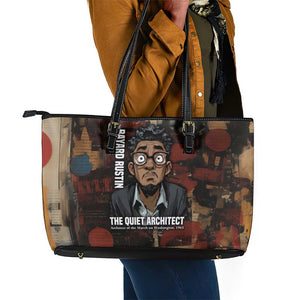 Bayard Rustin Leather Tote Bag with Quiet Architect Design Strategy and Courage Civil Rights Tribute - African Pride