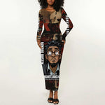 Bayard Rustin Long Sleeve Bodycon Dress with Quiet Architect Design Strategy and Courage Civil Rights Tribute - African Pride