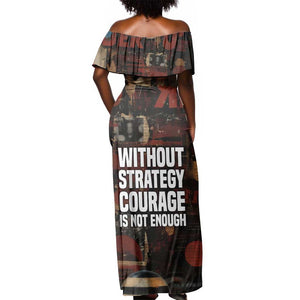 Bayard Rustin Off Shoulder Maxi Dress with Quiet Architect Design Strategy and Courage Civil Rights Tribute - African Pride