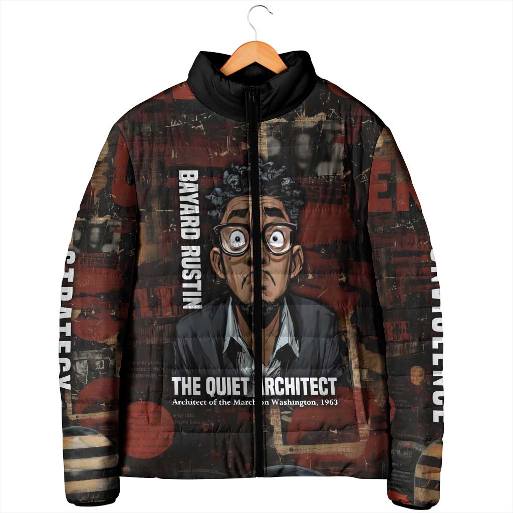 Bayard Rustin Padded Jacket with Quiet Architect Design Strategy and Courage Civil Rights Tribute - African Pride