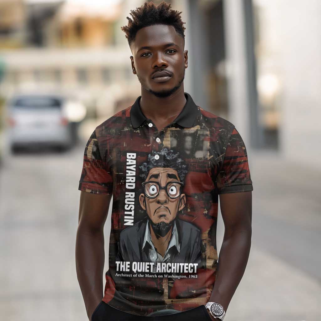Bayard Rustin Polo Shirt with Quiet Architect Design Strategy and Courage Civil Rights Tribute - African Pride