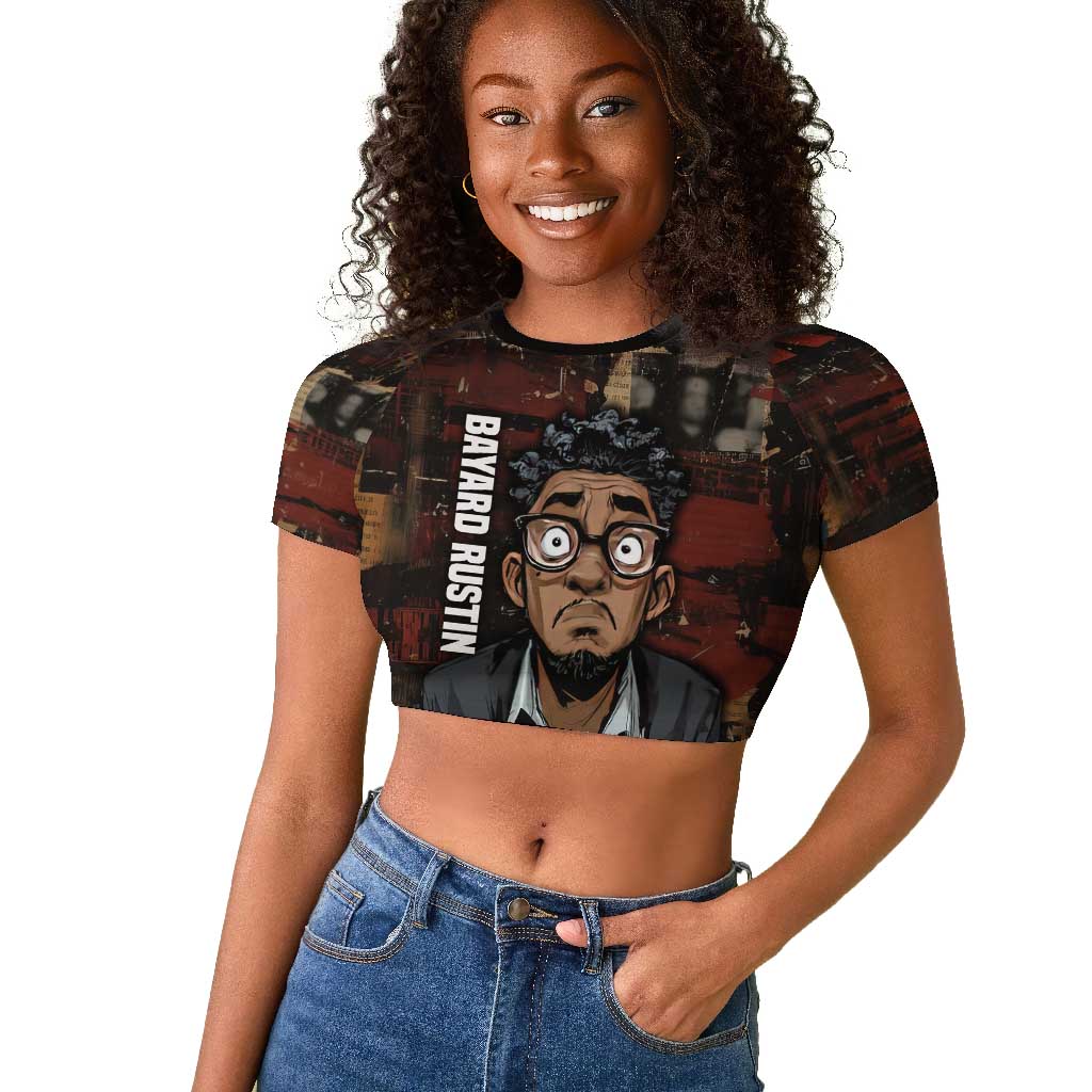 Bayard Rustin Raglan Cropped T shirt with Quiet Architect Design Strategy and Courage Civil Rights Tribute - African Pride