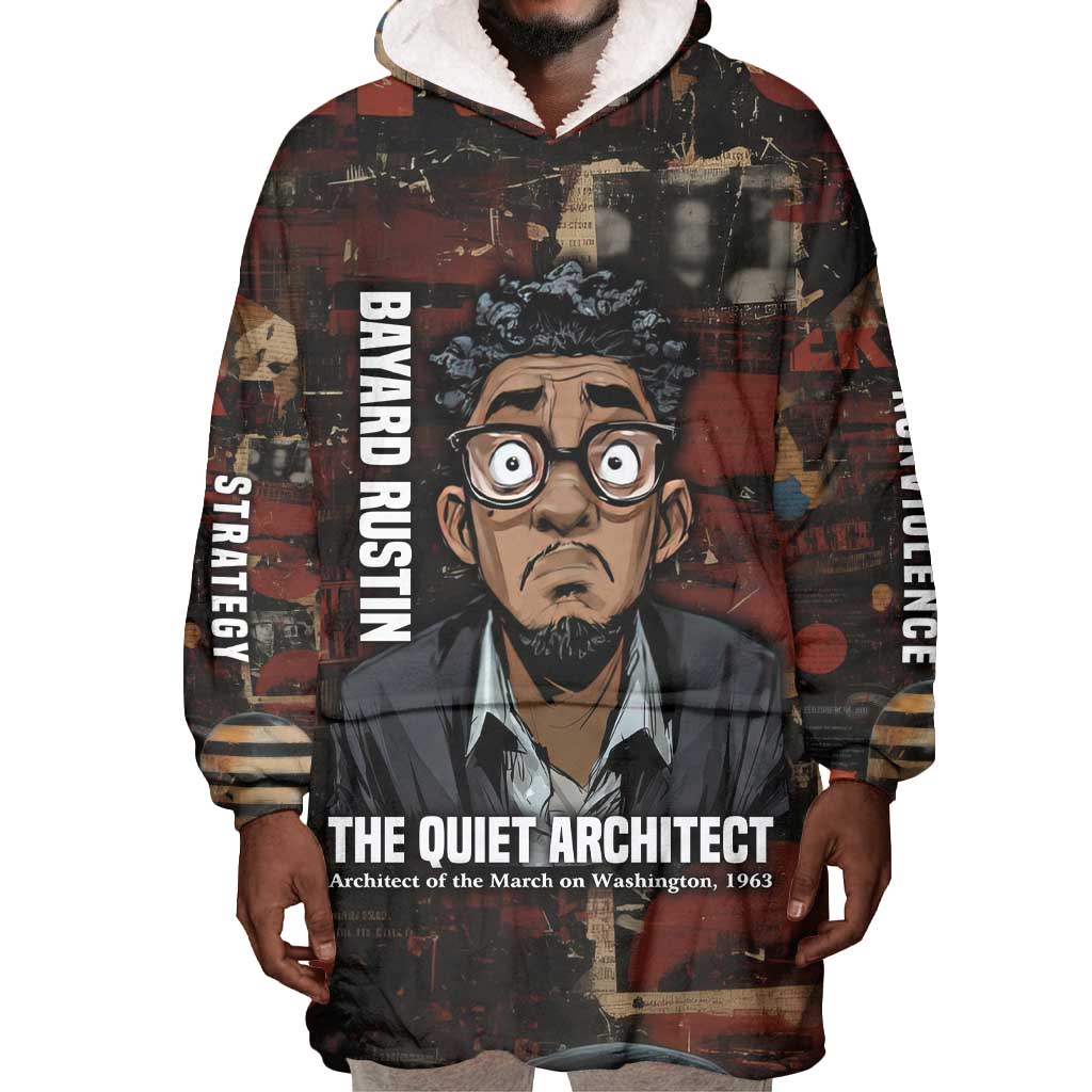 Bayard Rustin Wearable Blanket Hoodie with Quiet Architect Design Strategy and Courage Civil Rights Tribute - African Pride