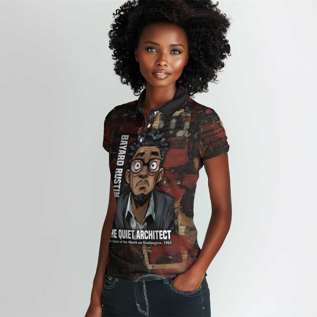 Bayard Rustin Women Polo Shirt with Quiet Architect Design Strategy and Courage Civil Rights Tribute - African Pride